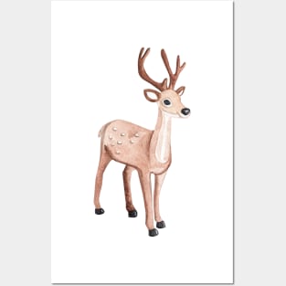 Watercolor reindeer Posters and Art